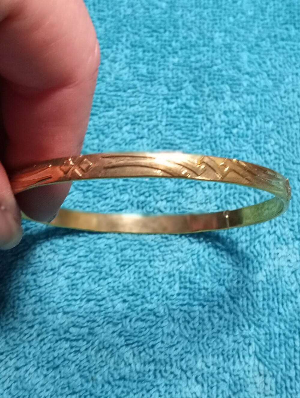 Gold Tone Engraved Women's Bangle Bracelet